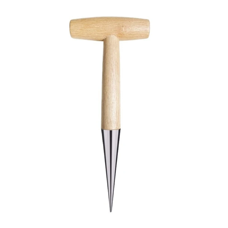 Perforadora manual con mango de madera para semilla de semillas, planta de trasplante, removedor de plantación de bombillas, herramienta de excavación