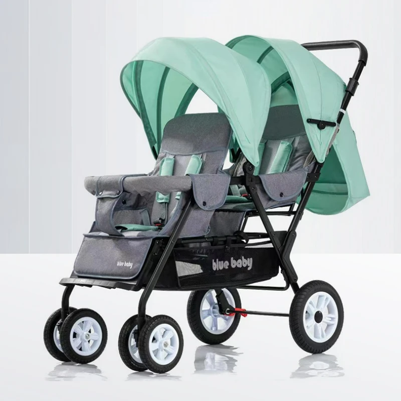 

Breathable Comfortable Twin Baby Trolley Portable Folding Can Sit and Lie Down Twin Stroller Children's Double Baby Carriage