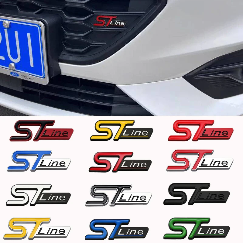 1Pcs Car STLine Metal Grille Trunk Emblem Sticker Accessory For FOCUS 2 3 MK7 MK8 MK5 MK6 Mondeo Fiesta Kuga MK3 Fusion