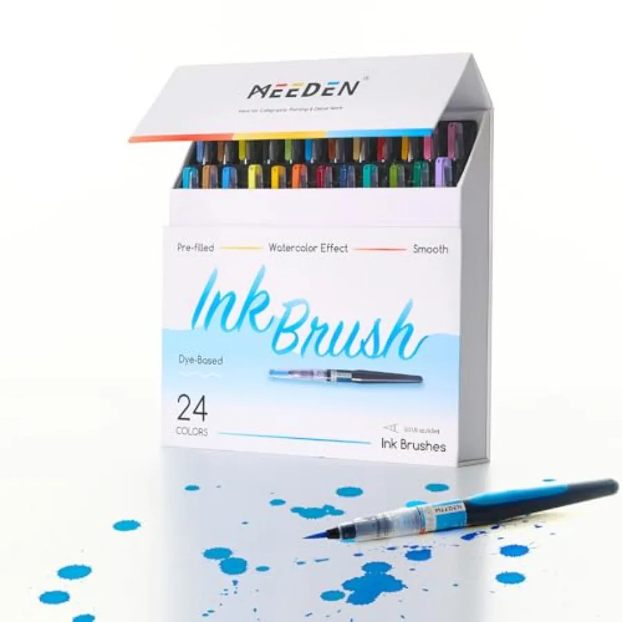 

Liquid Watercolor Ink Brushes: Dye-based Water Color Ink in Brush Pens Set - Creative Coloring Gift for Artists Pros Detail Pai