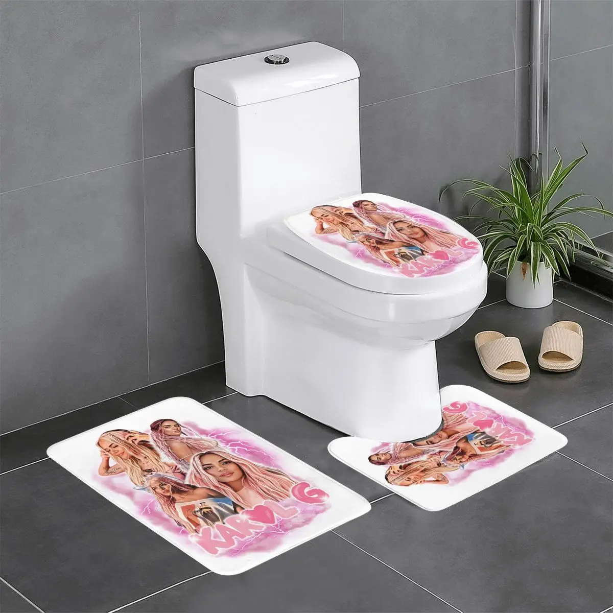 Custom Reggae Ainger Bichota Season Karol G Bathroom Rugs Sets Non-Slip Absorbent 3 Pieces Bath Toilet Rugs Mats