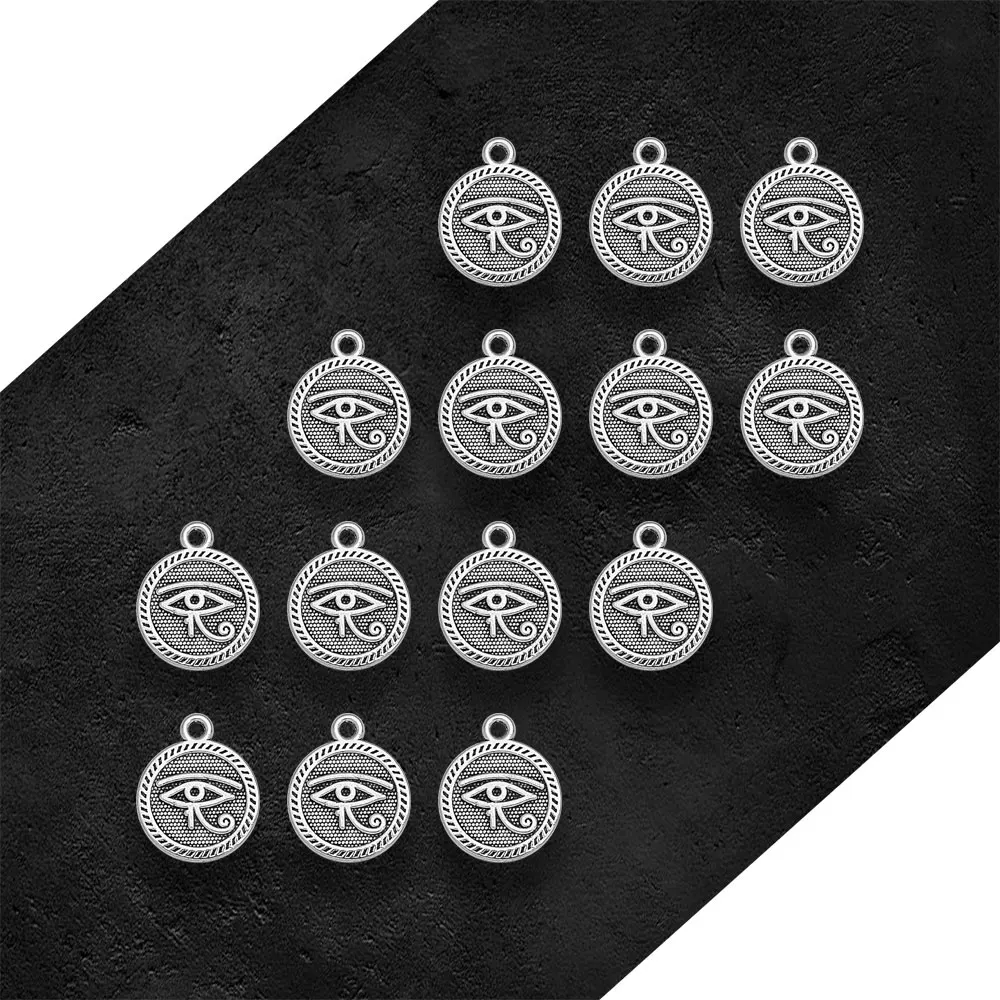 30pcs/lot--15mm Antique Silver Plated Eye of Horus Charms Egypt Africa Pendants DIY Supplies Jewelry Making Findings Accessories