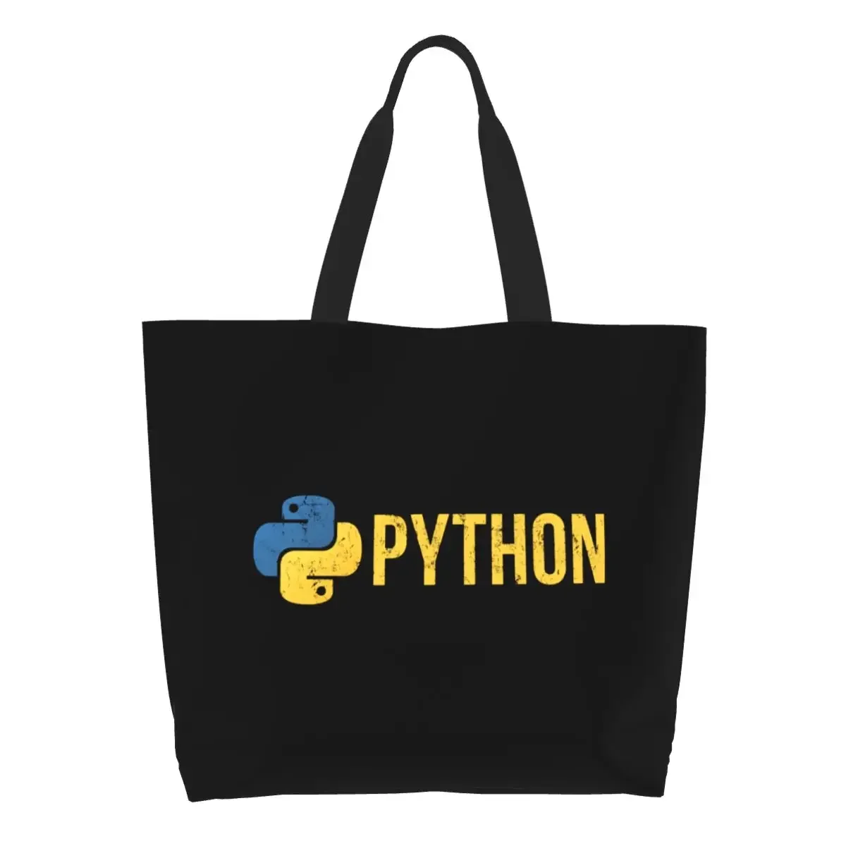 

Переработка Python Programmer Ретро-стиль Сумка для покупок Холщовая сумка через плечо Прочные потертые сумки для покупок для продуктов с разработчиком