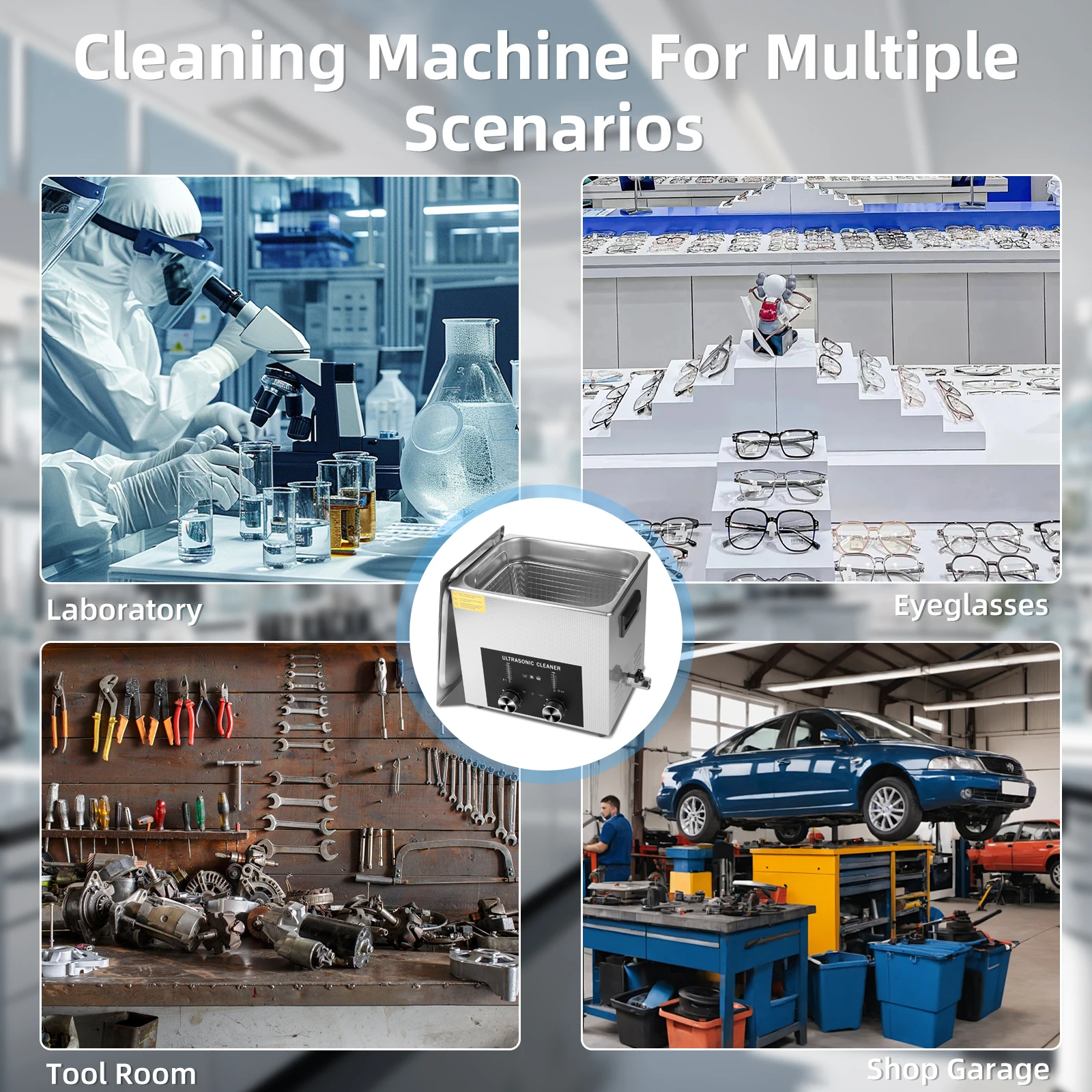 ACMESONIC Ultrasonic Cleaner 10L with Heater Degas Sonic Cleaning for Lab Jewelry Parts Bike Coin Dental