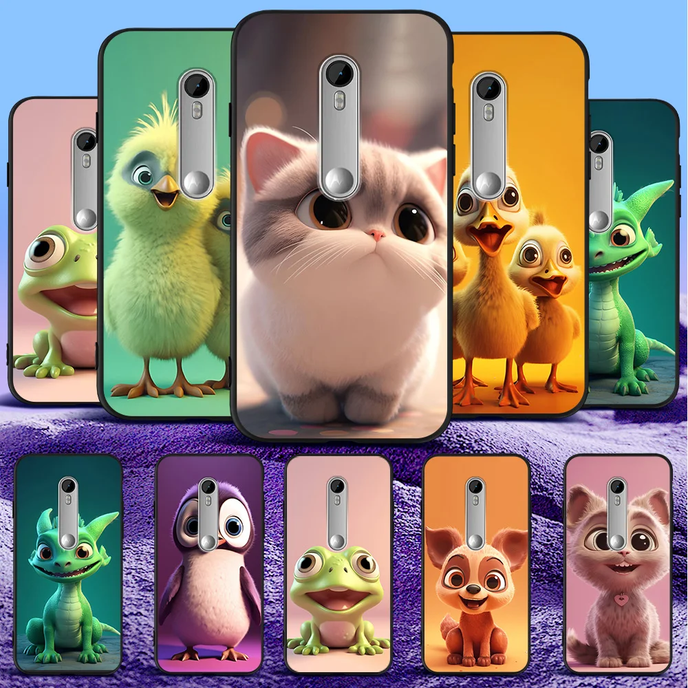 For Motorola Moto G3 Phone Case Soft Silicone Protective Black Tpu Case cute lovely animals