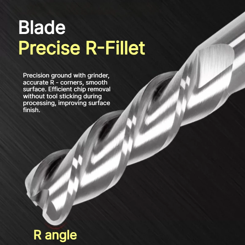 3-Flute Carbide Corner Radius End Mill HRC60 DLC, R0.2–R3 Sizes 1-12mm, CNC Bullnose Cutter for Aluminum