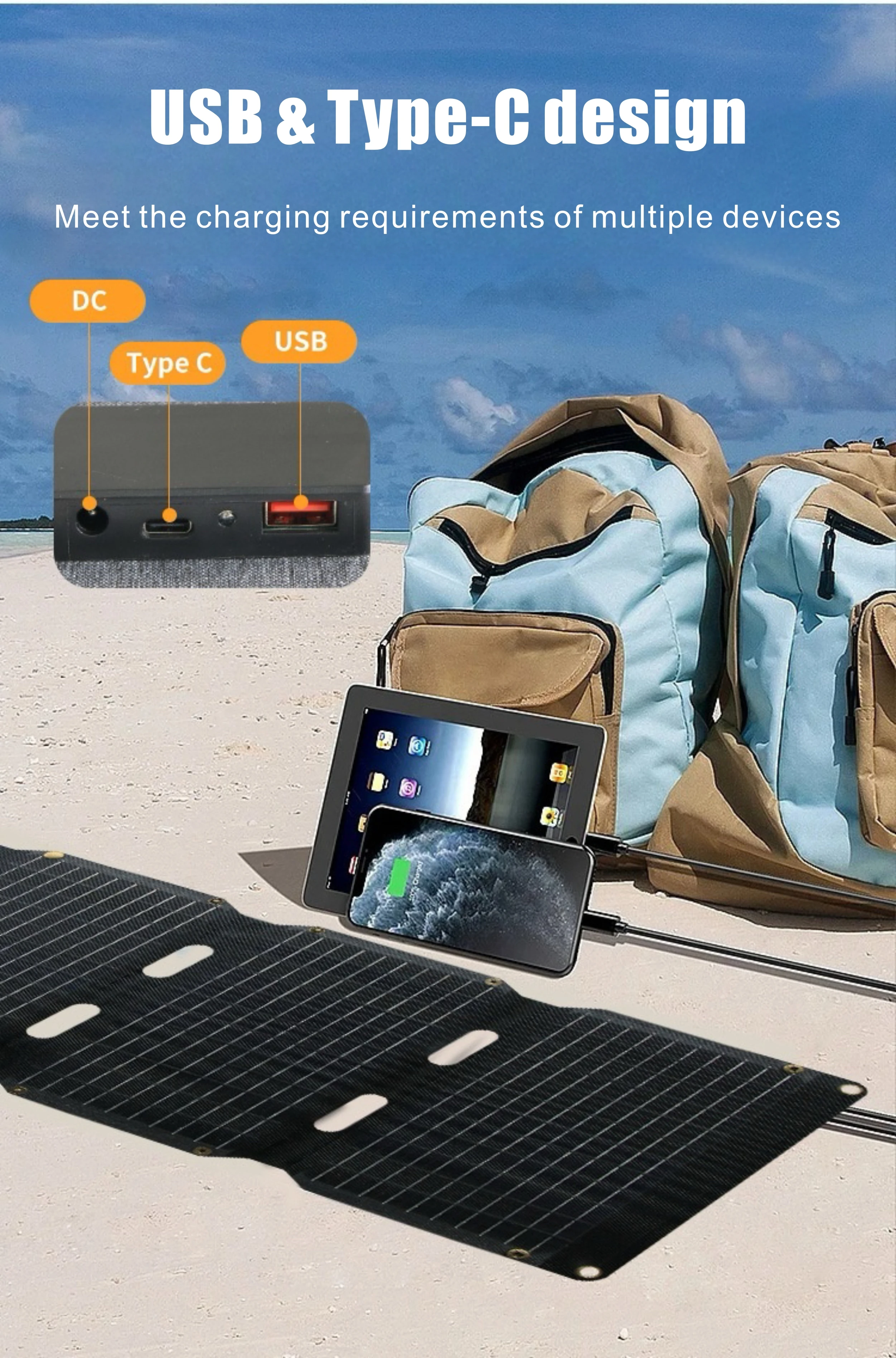 1000W Solar Folding Panel Ecoworthy Portable Bag USB Solar Charger Outdoor Power Hiking Camping Power Generator Gift Alo Ugree