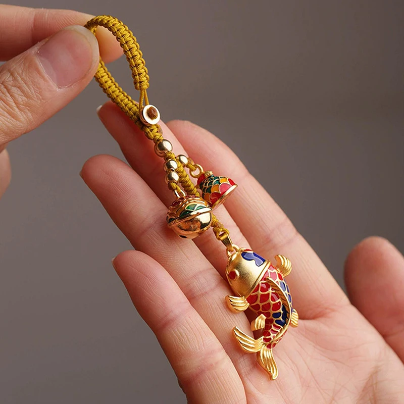 1Pc High-grade Koi Exquisite Car Key Pendant Chinese Style Couple Bag Keychain Hanging Jewelry Lanyard