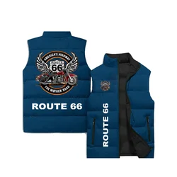 Men's New Sleeveless Tank Top 3D Printed Route 66 Logo Pattern Tank Top Fashion Outdoor Sports Jacket Motorcycle Off Road Jacket