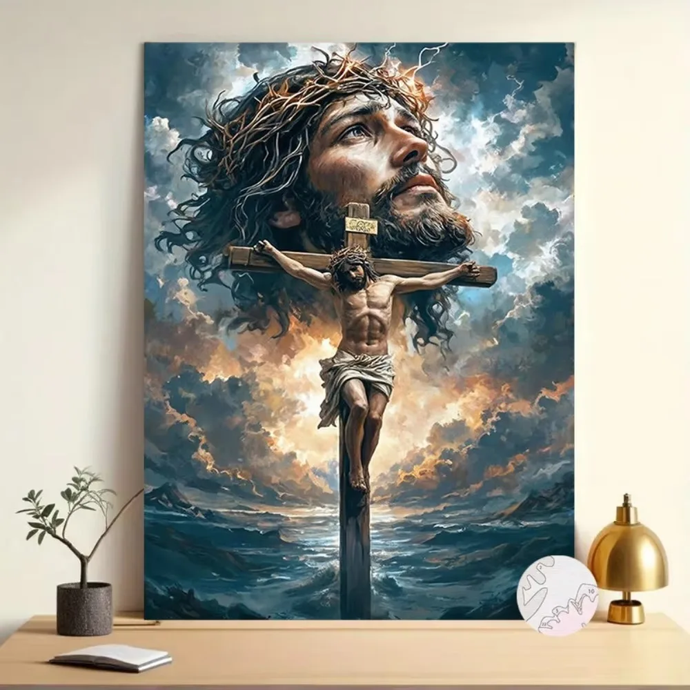 1pc Frameless Realistic Jesus Christ Crucifixion Paint By Numbers Kit for Adults & Beginners - Large DIY Religious