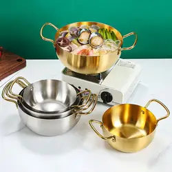 Ramen Noodle Pot Fast Heating Two Handles Food Grade Stainless Steel Korean Ramen Noodle Cooking Pan Kitchen Gadgets Cookware
