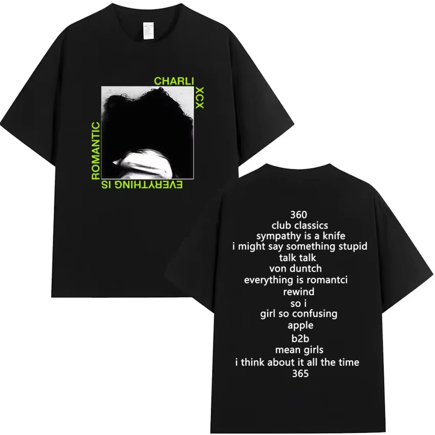 T-shirt in cotone oversize hip-hop femminile adatta sia per uomini che per donne T-shirt casual modello Charli Xcx 365 Party Girls Brat