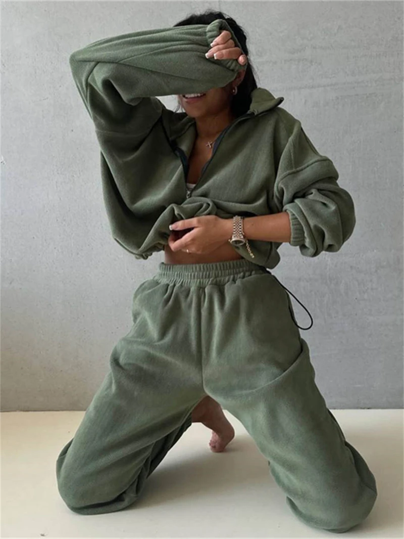 

Fleece 2 Piece Sets Women Outfit Fall Clothes 2024 Women Pullover Sweatshirt Top and Pant Sets Casual Warm Sweatsuits Woman Sets