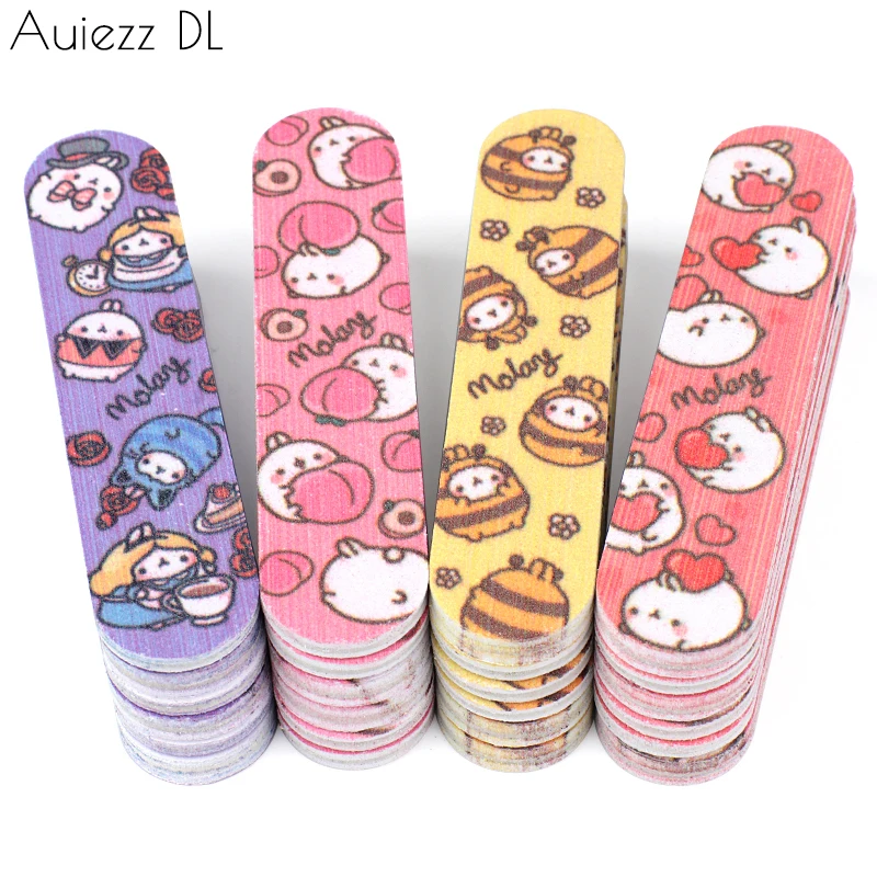 10/20Pcs Mini Nail Buffer Blocks 180/240 Grit Cute Printed Patterns Washable Sanding Files for Gel Polish Manicure Pedicure Tool