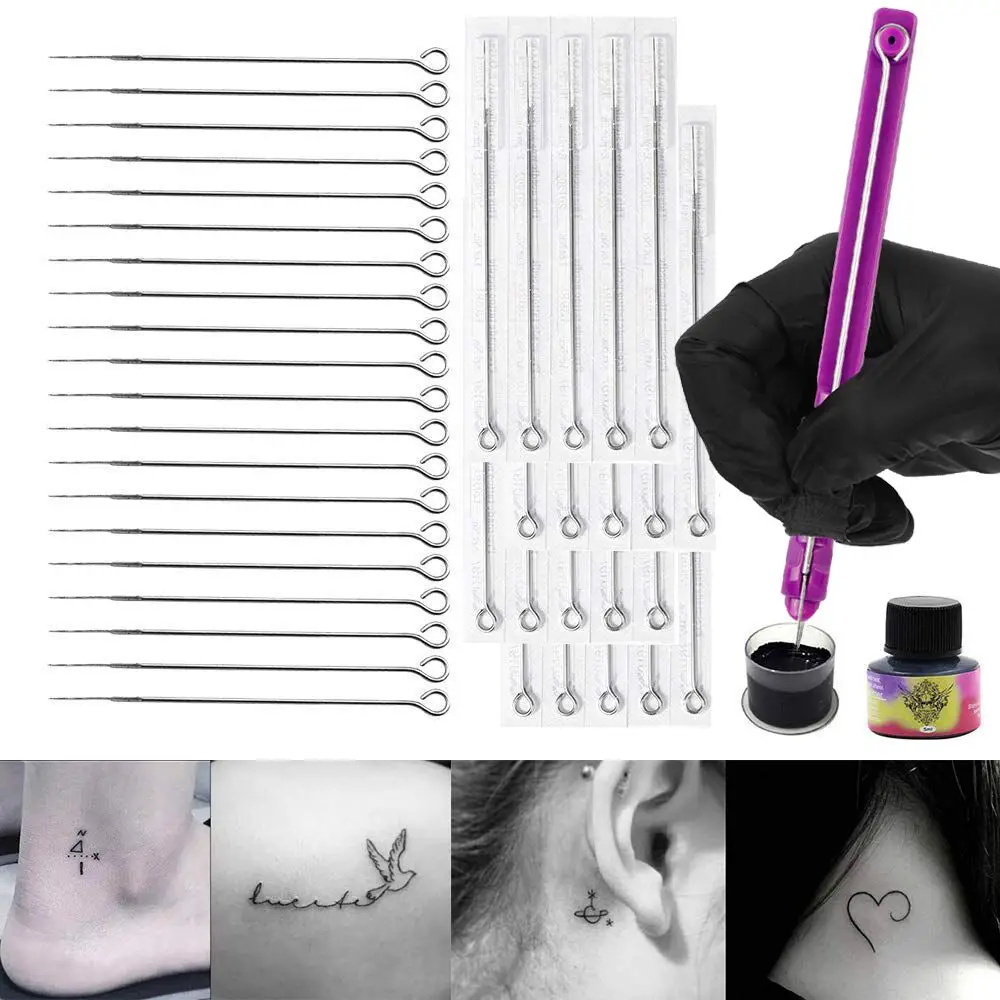 DIY 3D Hand Poke and Stick Tattoo Kit Handpoke Pen with Needles for Body Art Tattoo Beginners Practice Set Handpoke Tattoo Set