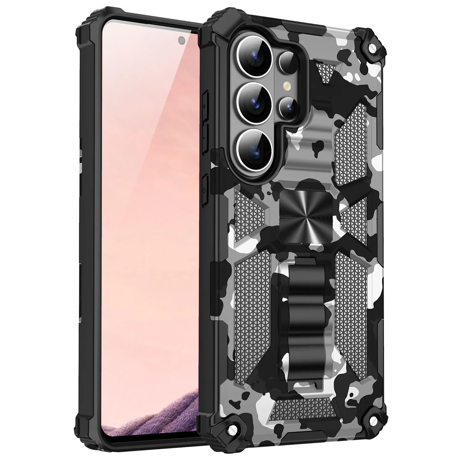 Tarnmuster Anti-Schock-Hülle für Samsung Galaxy S26 Ultra S25 FE S24 A56 A16 A17 A37 A57 Militärische Rüstung mit Integriertem Ständer – Detail 6