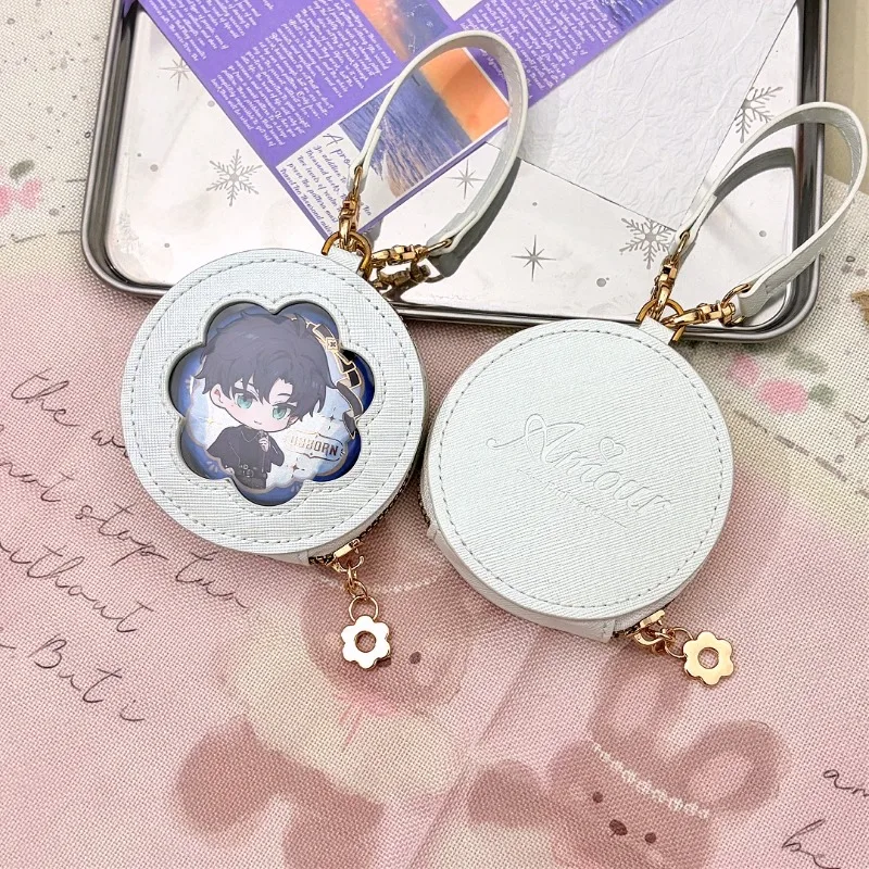Round Leather 75mm Badge Pouch with PVC Window, Single/Double Sided Protective Case, for Anime Kpop Ita Bag Display & Collection
