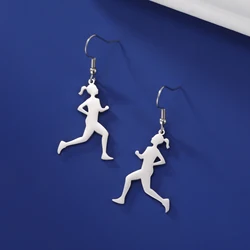 Unift Running Girl Dangle Earrings Stainless Steel Runner Earrings for Women Fashion Sport Marathon Jewelry Fitness Lovers Gift