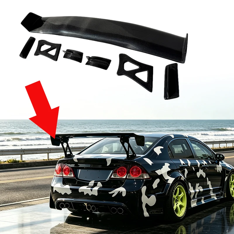 Car Rear Spoiler Wing For Honda Civic 8th Gen FD2 CIIMO 2005 To 2011 Racing Style Exterior Body Kit Auto Mod Parts