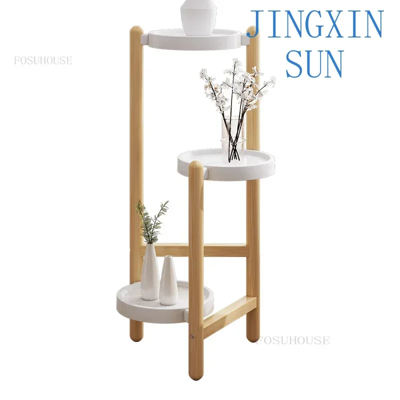 Nordic Solid Wood Flower Stands for Balcony Simple Multi-layer Plant Stands Living Room Outdoor Plant Shelves Flowerpot