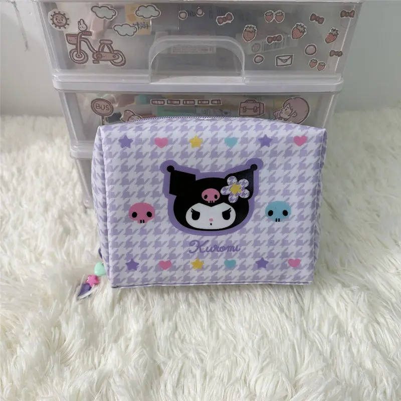 سانريو Kawaii Kuromi مرحبا كيتي حقيبة مستحضرات تجميل بلدي ميلودي Pompompurin الكرتون لطيف مقاوم للماء طالب المحمولة حقيبة أدوات الزينة هدية طفل