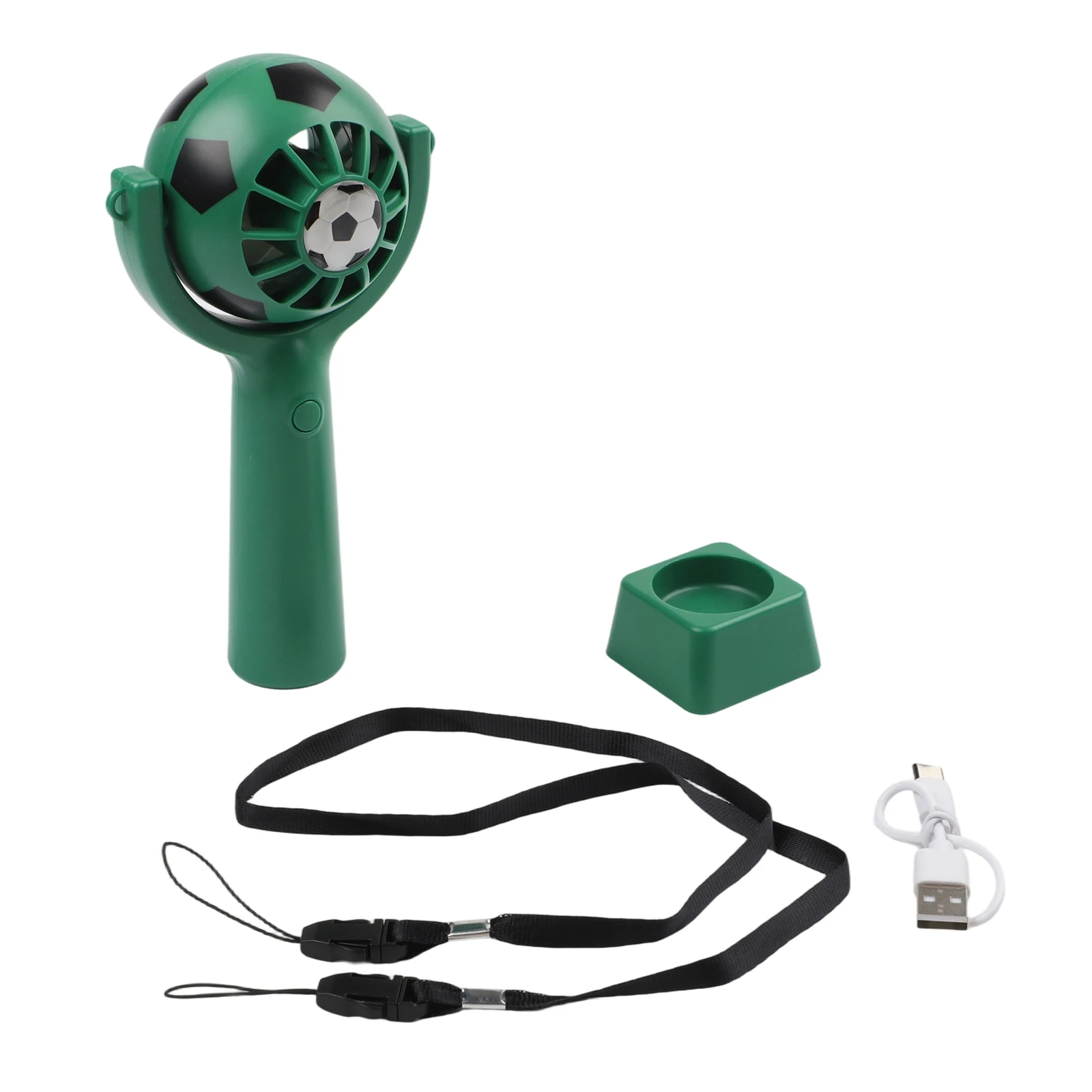Football Pattern USB Rechargeable Portable Fan with 3 Speeds Adjustable Airflow and Detachable Base for Placement