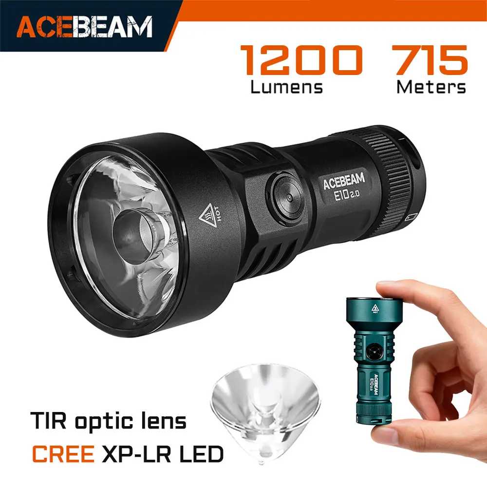 ACEBEAM E10 2.0 Long-Range EDC Flashlight Compact USB Rechargeable Light For Camping With Strobe Mode TIR Optic Flashlights