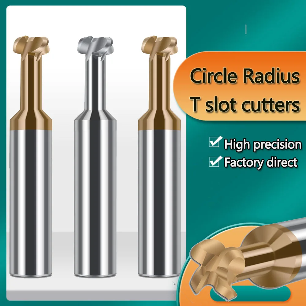 

D4 6 8 10mm Tungsten Steel Carbide Aluminum T type Circular T Slot Grooving Cutter R angle Grooving Cutter Coated End Mill