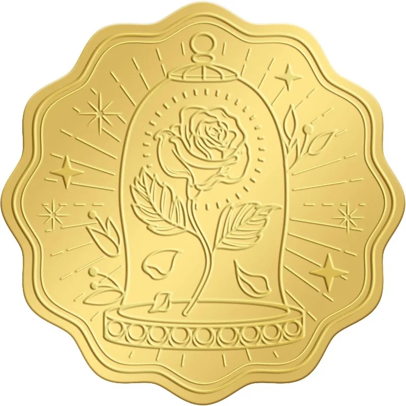 

25 листов, 2-дюймовые золотые тисненые уплотнения для конвертов, наклейки, розы, 100 шт., круглые тисненые наклейки из фольги, наклейки