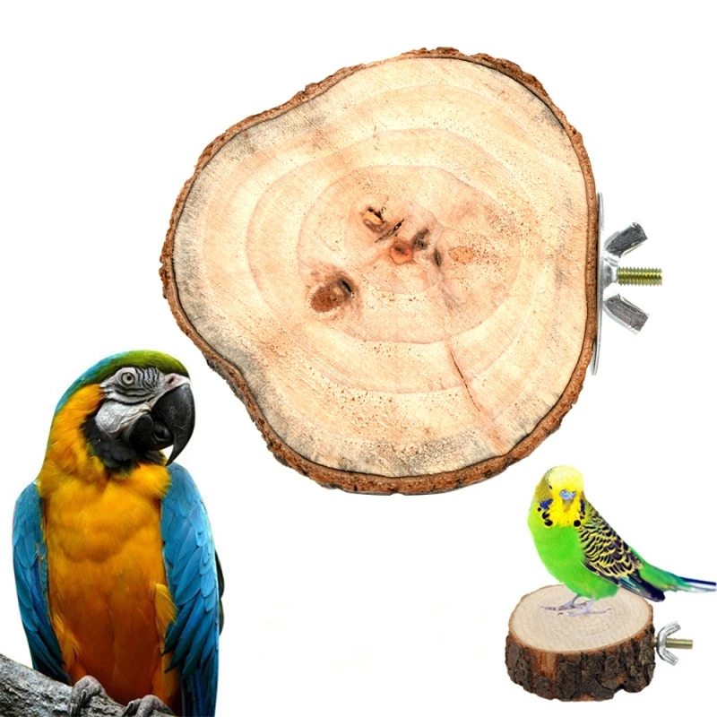 Round Wooden Squirrel Parrot Bird Perch Stand Platform Pet Bird Squirrel Chinchilla Parrot Wooden Pier Diving Platform Birds Toy