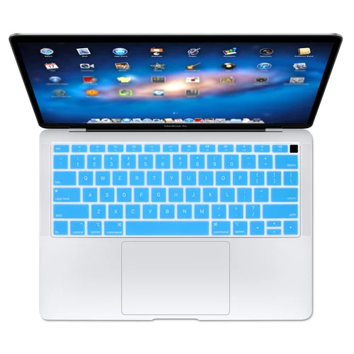 Imagen 2 del producto Funda de silicona para teclado para Macbook Pro 13, 2021, 2020, 2019, M1, Air 13, cubierta de pantalla, Protector de TPU, película adhesiva, UE, EE. UU.