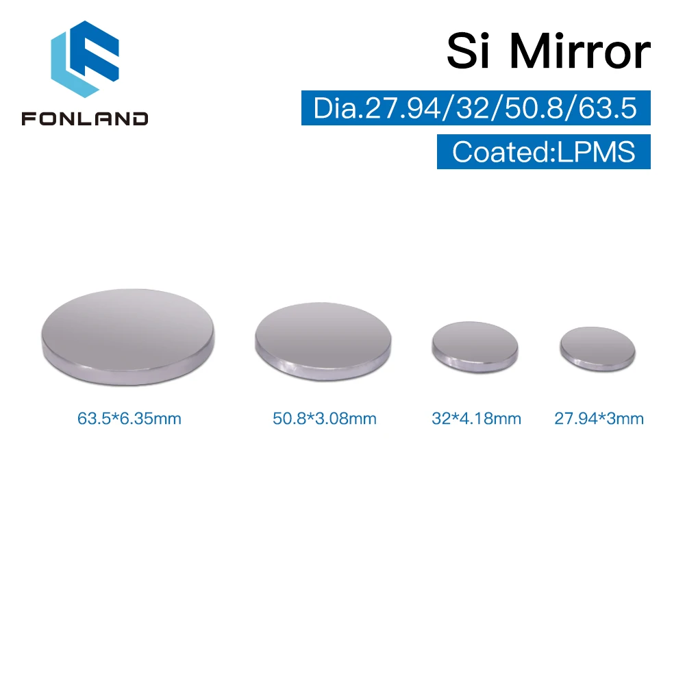 Specchi FONLAND Si rivestiti LPMS Dia.27.94*3mm 32*4.18mm 50.8*3.08mm 63.5*6.35mm Per serie personalizzata con parametri speciali