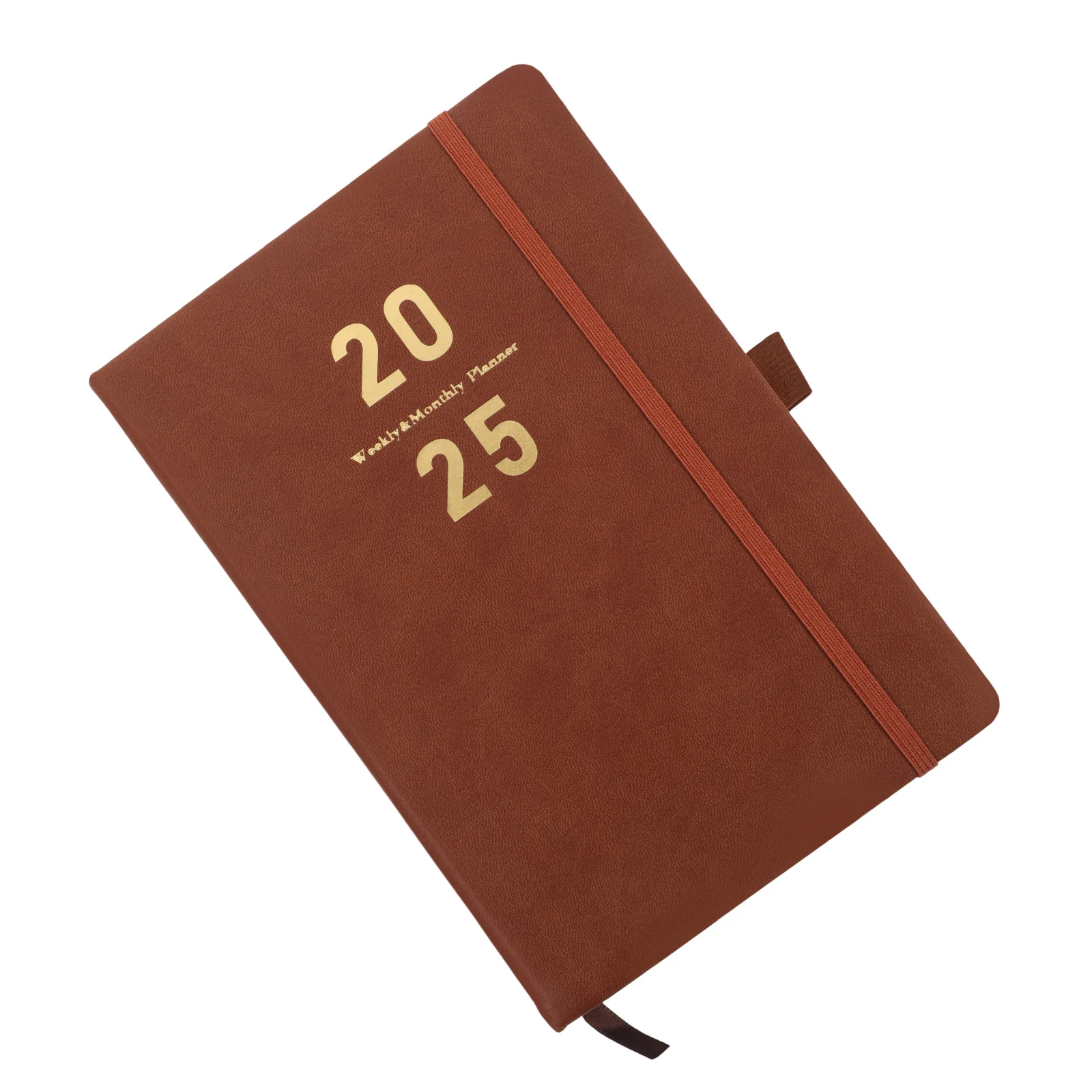 

2025 Agenda Planner Hard Cover Pen Slot A5 Brown Daily Writing Creative Ideas Sketches Drawings Notebook Student Gifts