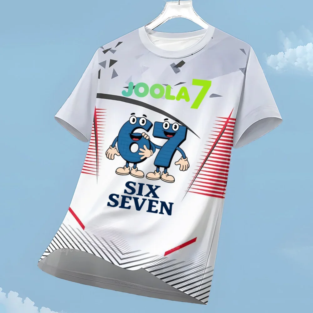  New JOOLA 67 Cartoon Print Men's Sports T-shirt Quick Dry Breathable O-neck Tee