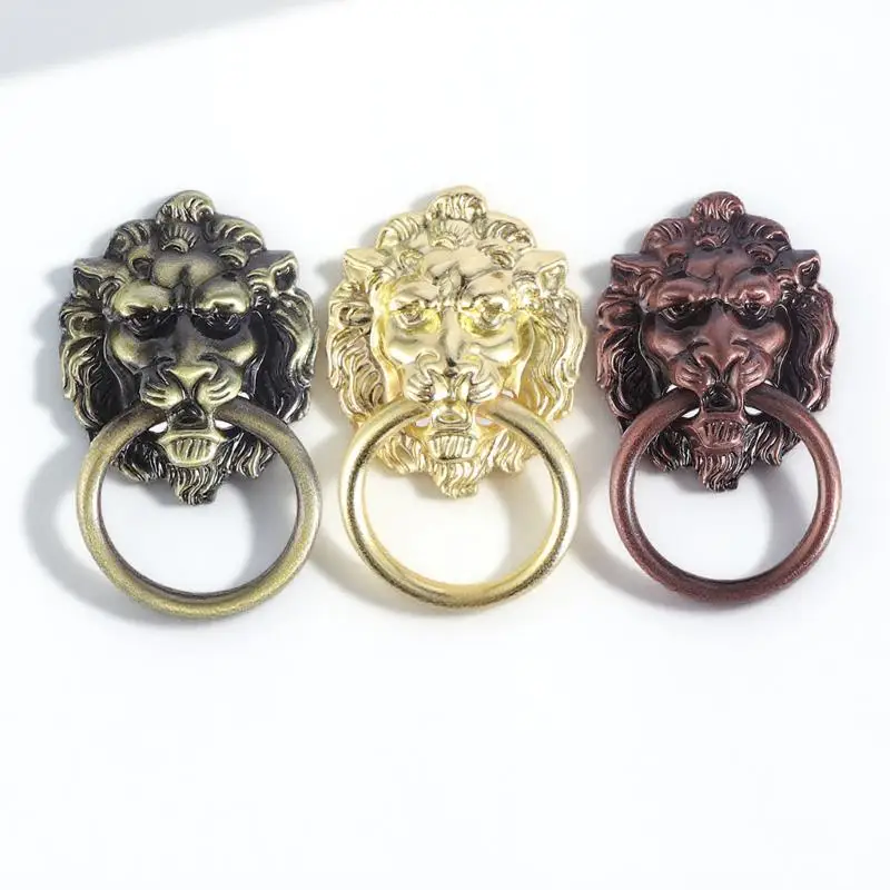 

6pcs Lion Head Cabinet Knobs Zinc Alloy Drawer Handles For Kitchen Cupboard Door Dresser Chest Smooth Golden Pulls