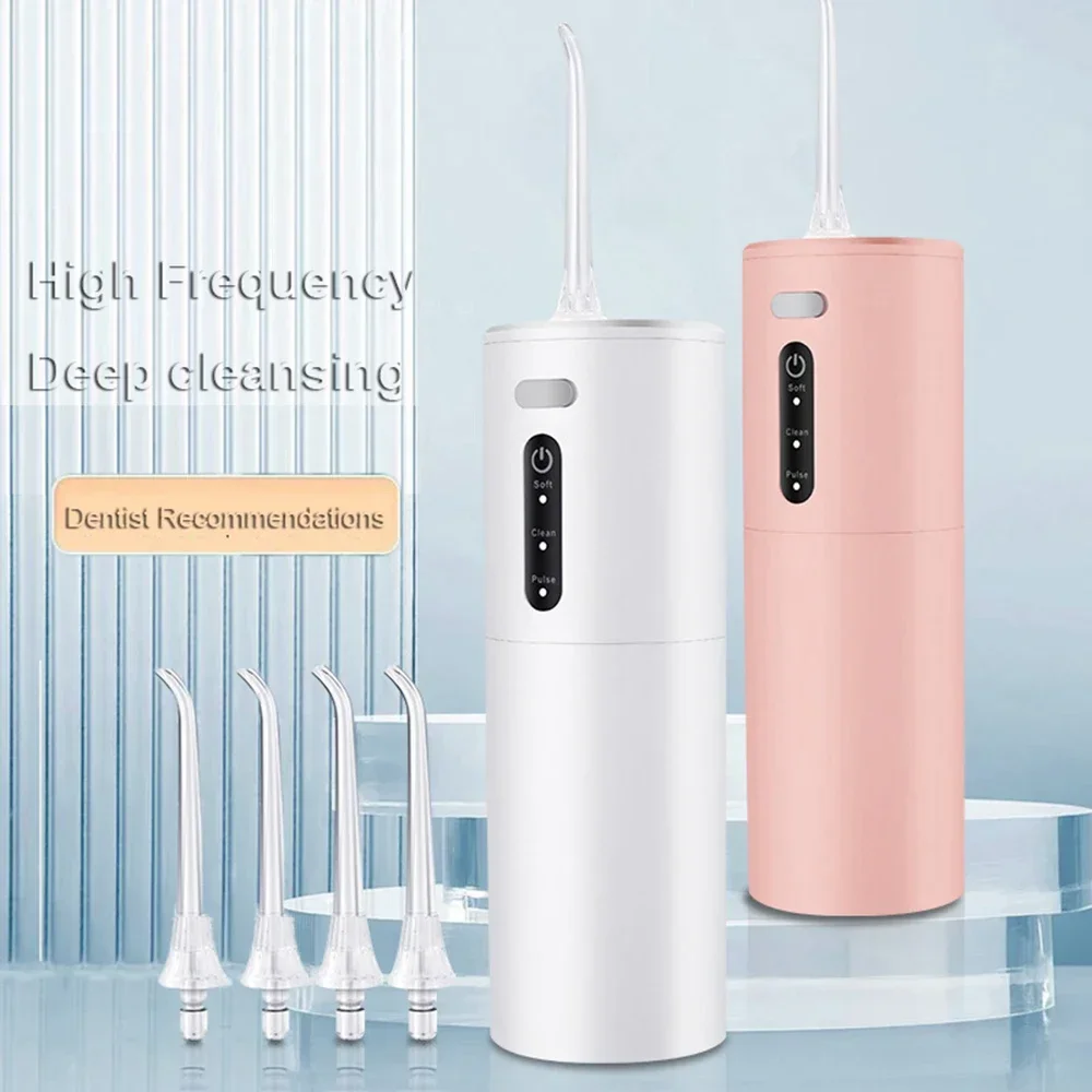 Portable Oral Irrigator Tooth Cleaner 1400 Pulse/Min 3 Modes Deep Cleaning Removes Plaque Tartar, Prevents Decay and Gum Disease