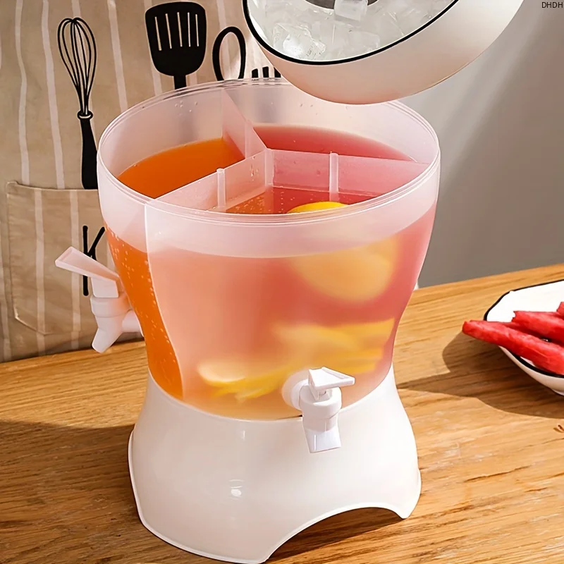 Portable and Rotatable Cold Water Bucket with Separator for Large Capacity Beverage Dispenser Kitchen Accessory