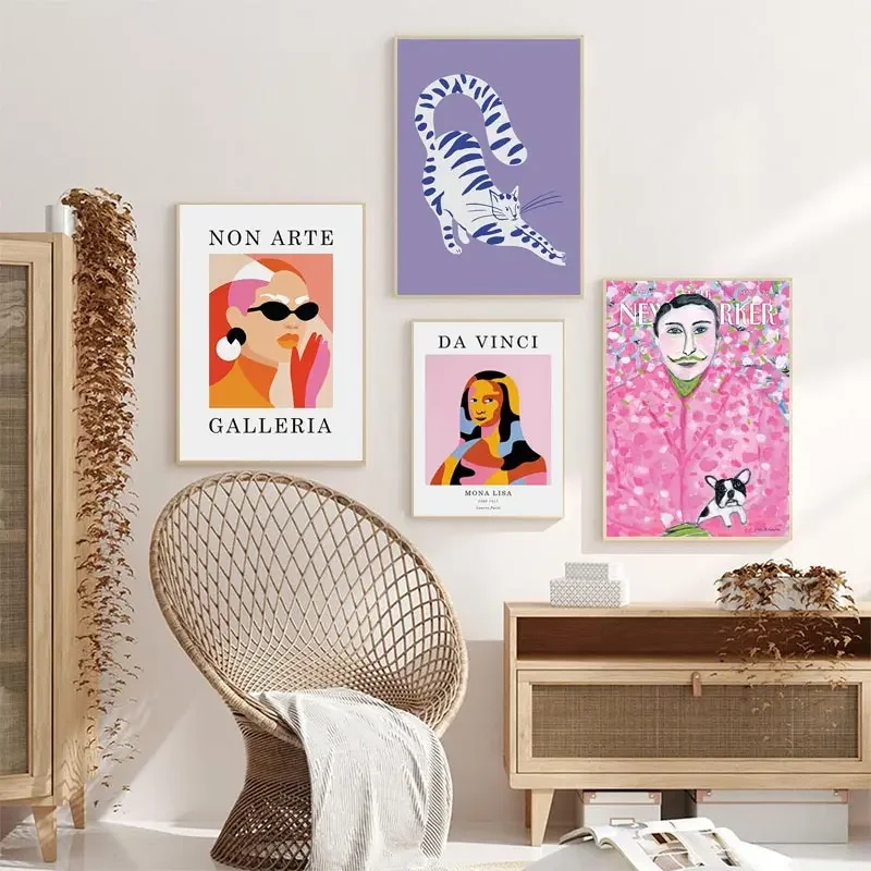أزياء الموناليزا البوب الملصقات والطباعة الفن خمر يايوي كوساما القط حائط لوح رسم صور مجلة نيويوركر ديكور