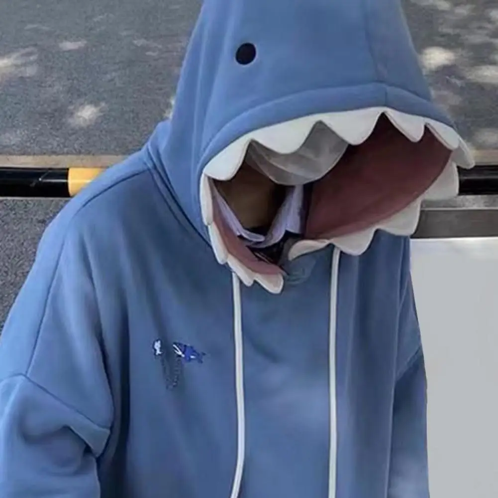 Autumn Winter New Funny Shark Patchwork Hoodies Men and Women Kawaii Sweatshirt Fashion Casual Pullover School Oversized Clothes