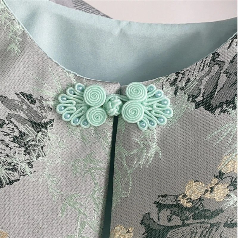 Sophisticated Detachable Faux Collar with Floral Pattern Chinese Vintage Knots Frogs Button Shawl Wrap Capes for Women Dropship