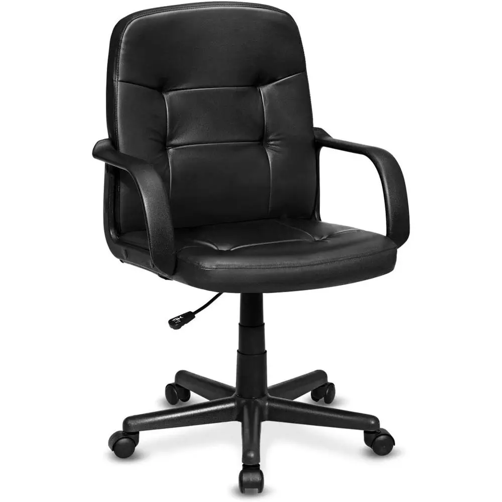 

ern Ergonomic Oice Chair, Leather Computer Desk Chair with Arms, Swivel Wheels, Adjustable Height, Comortable Back