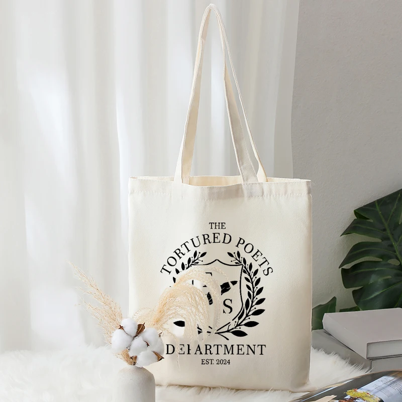 

Tortured Poets Department Est 2024 Pattern Tote Bags Canvas Shoulder Bag for Travel Daily Commute Women's Reusable Shopping Bag