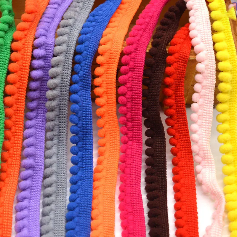 

5/10Yards Wool Ball Lace Fringe Trim Lace 5mm Tiny Pom Pom Fringe Ribbon for DIY Craft Sewing Home Curtain Clothes Pillow Decor