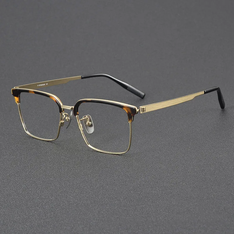 Business Men Ultra- Light Wide Oversized Square Pure Titanium Myopia Glasses Frame Can Customize Multi- Focal Prescription Lens