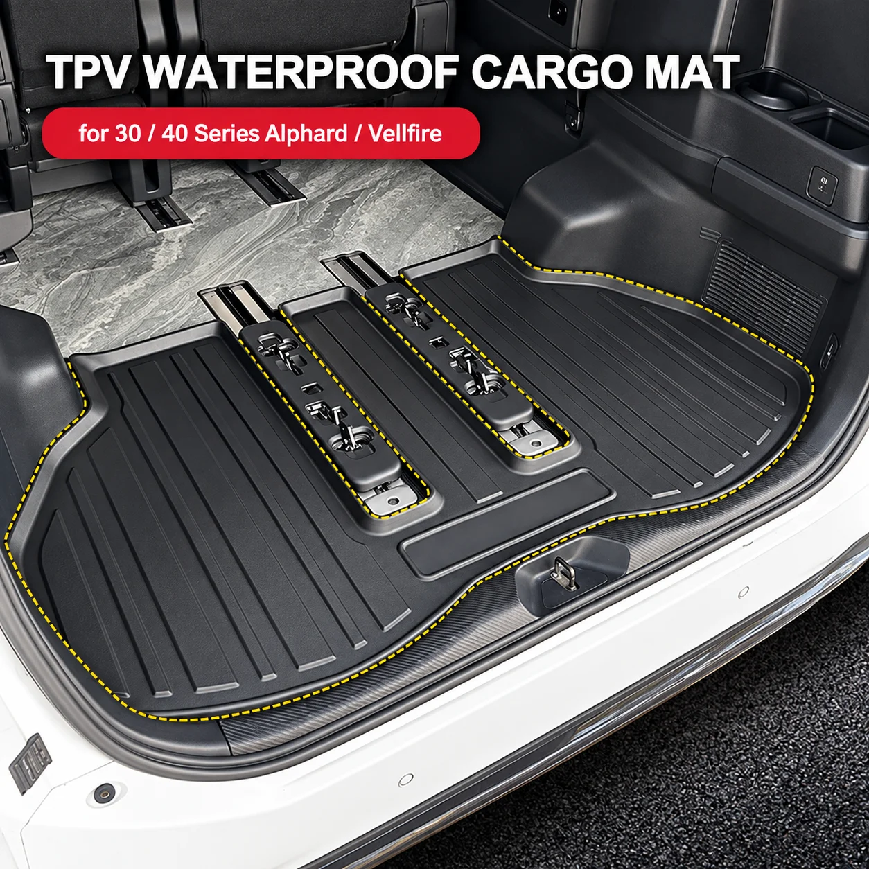 Car High-Edge Trunk Cargo Mat for Toyota Alphard Vellfire 30 40 Series Molded Luggage Floor Liner Auto Interior Accessories
