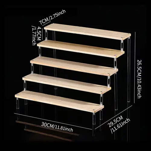 1-5 Tier Wood Acrylic Display Stand Hand-made Figure Doll Décor Toy Animation Car Model Blind Box Perfume Shelves Organizers - Image 10