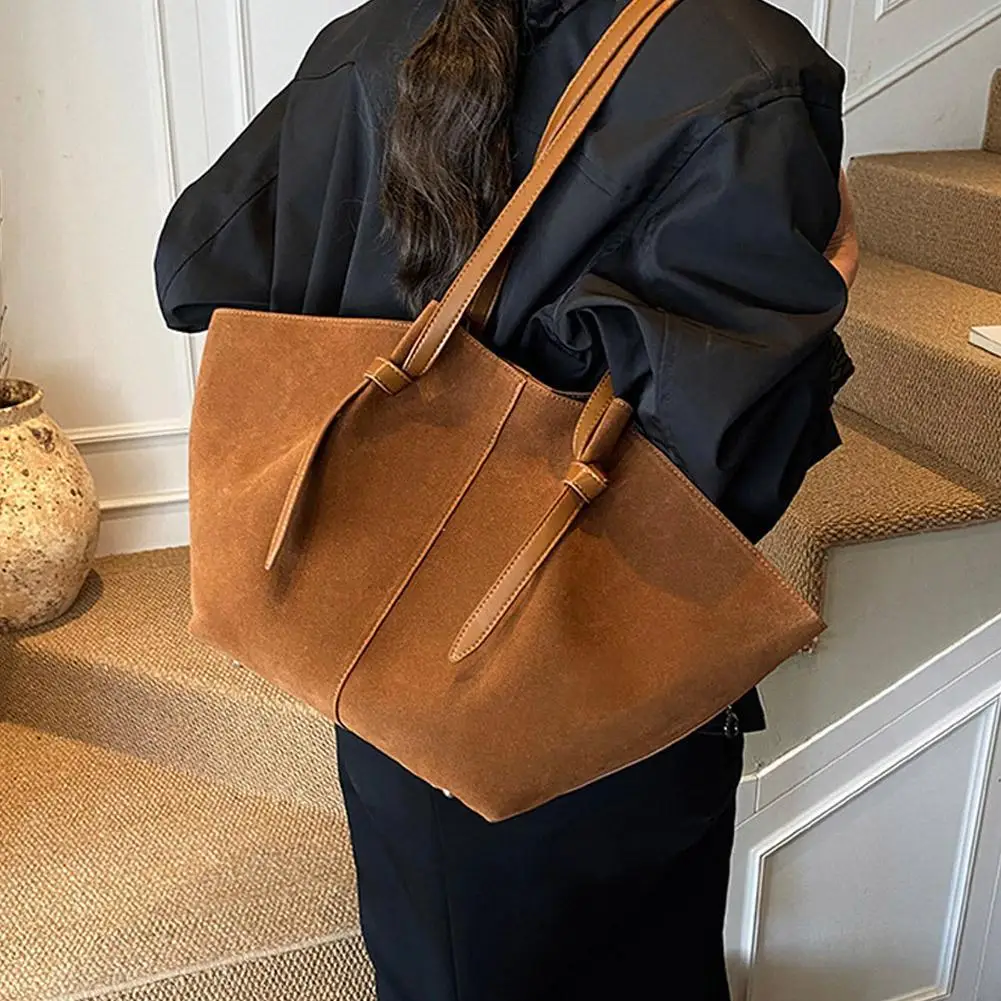 

Luxury Faux Suede Women's Tote Bag Large Capacity Shoulder Bag Designer Handbag Wing-shaped Storage Bag