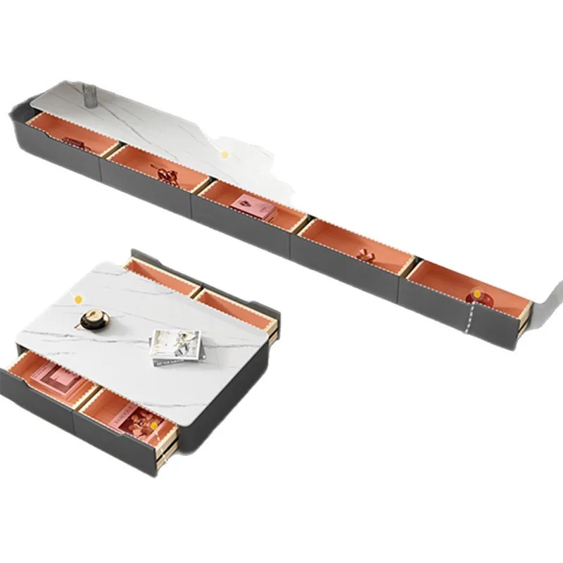 خزانة تلفزيون خفيفة فاخرة وحديثة لغرفة المعيشة المنزلية وطاولة قهوة مجموعة شقة صغيرة 2024 تلفزيون بلاطة صخرية جديدة من الأرض إلى السقف #5