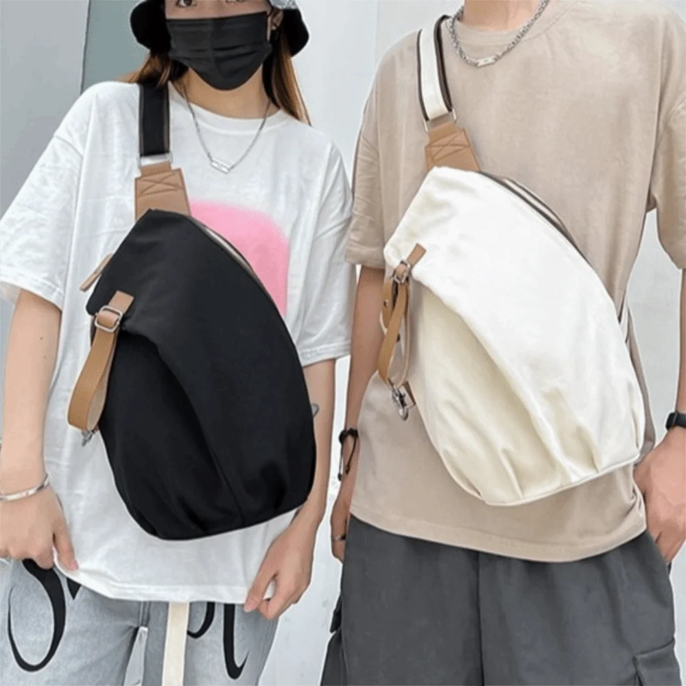 

Solid Color Men's Chest Bag Waterproof Multifunctional Casual Phone Pouch Commuting Large Capacity Nylon Crossbody Bag Travel