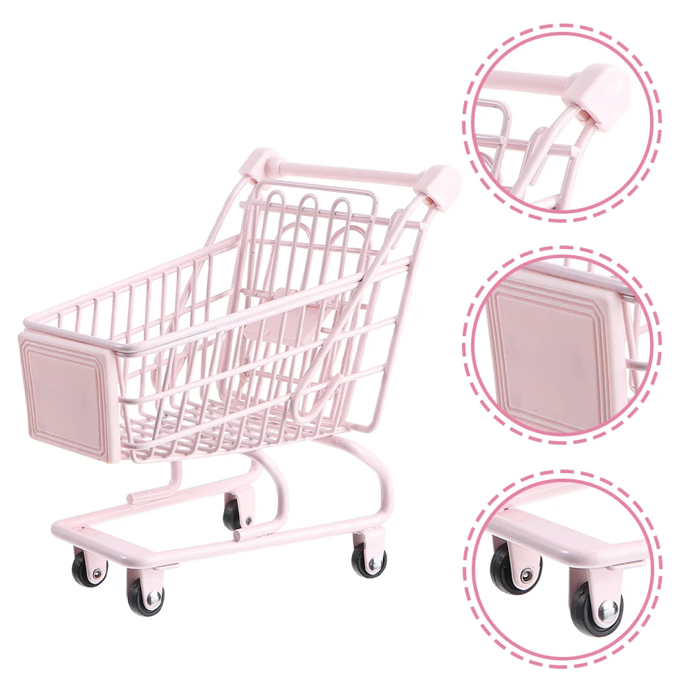 

Mini Supermarket Shopping Trolley Cart Kids Shopping Cart Toys Small Grocery Cart Desktop Model Children's Toys Dollhouse Decor